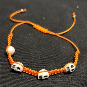 Orange Skull Beaded Bracelet